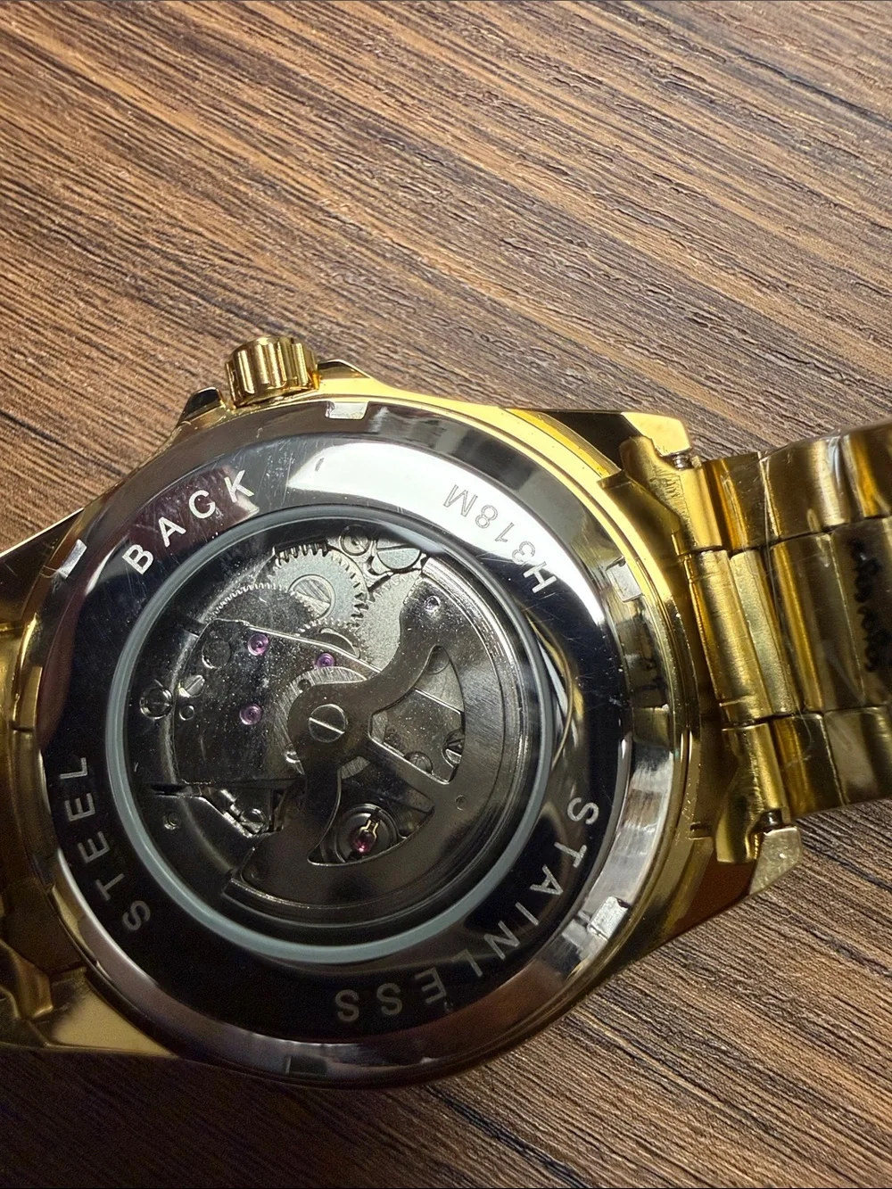 Men's Automatic Gold Watch with Black Dial